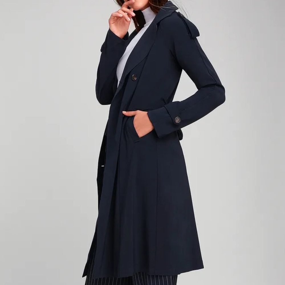 Lightweight Soft Navy Trench Coat Fuster